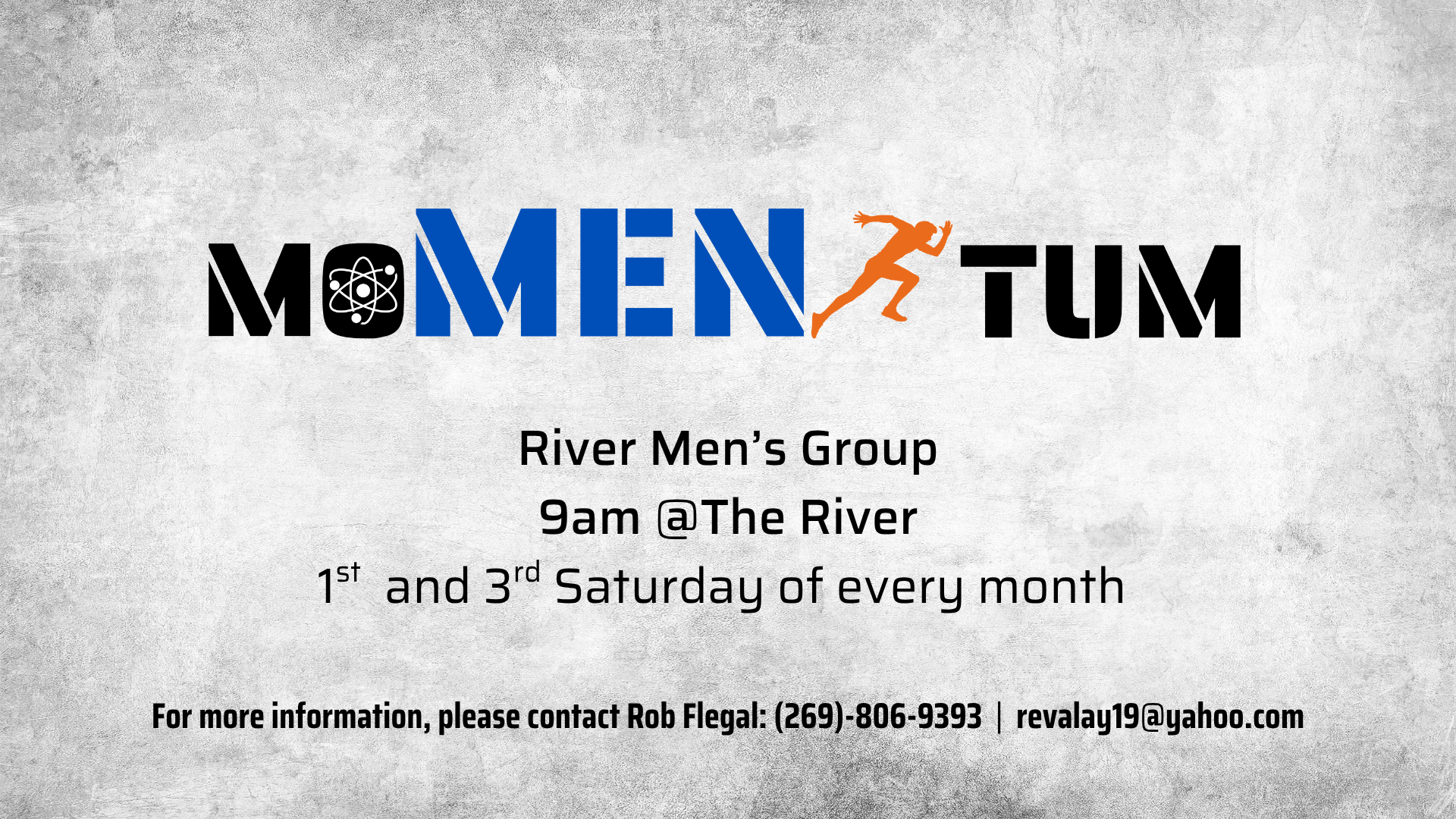 River Men's Group meeting details flyer.